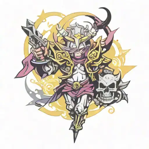 Combine elements from 'No Game No Life' and 'Overlord' to create a unique fantasy-themed tattoo design tattoo design idea