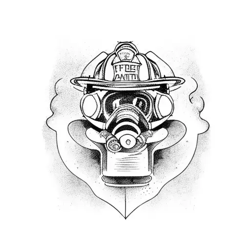 Firefighter, Mountain, Angle, technical tattoo design idea