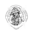 Firefighter, Mountain, Angle, technical tattoo design idea