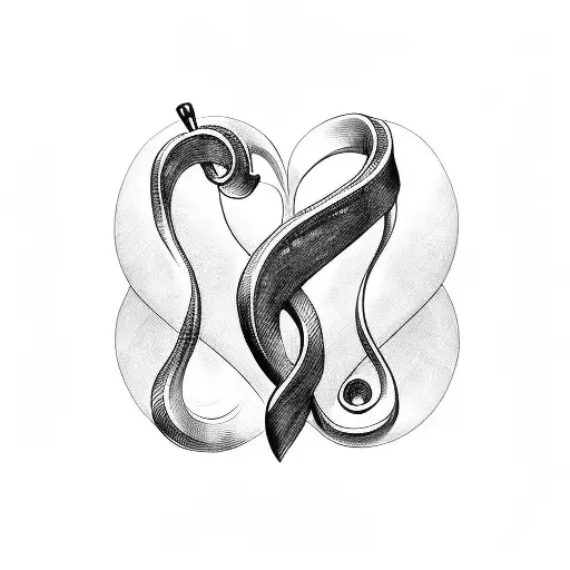 heart with treble clef and bass clef tattoo design idea