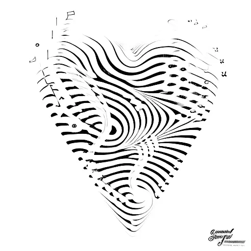 sound waves turning into heart beats with musical instruments  tattoo design idea