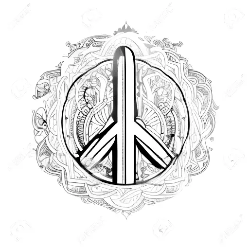 Peace font in Farsi and Kalashnikov tattoo design idea