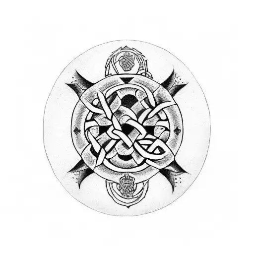 vegvisir tattoo sleeve with Irish knots  tattoo design idea