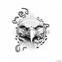 Eagle with clock desgin and snake in his mouth tattoo design idea