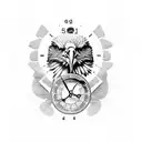Eagle with clock desgin and snake in his mouth tattoo design idea