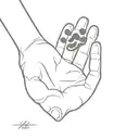 two dog paw with human hand reaching tattoo design idea