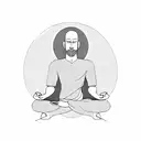 monk meditating with trees and mountains behind it tattoo design idea