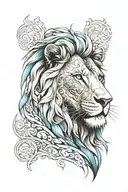 lion with a blue eyes tattoo design idea