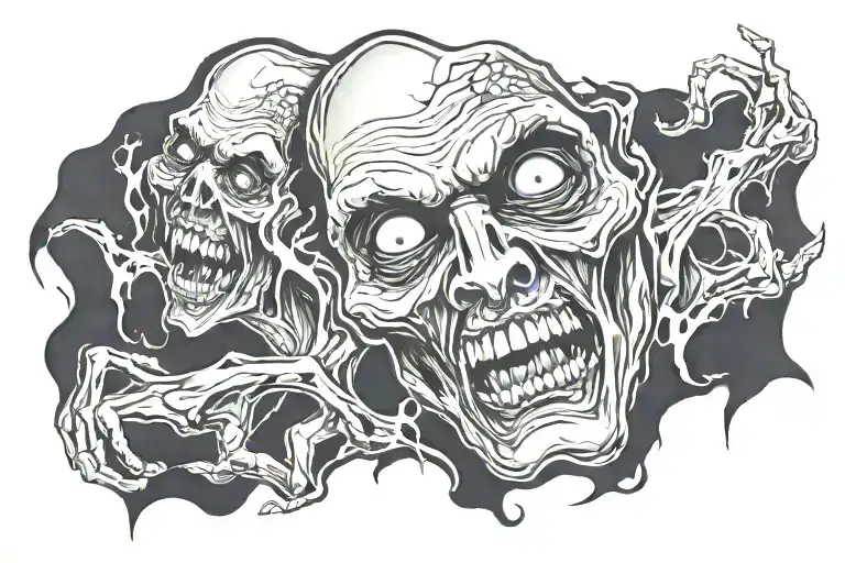 zombie ghost face tattoo design idea