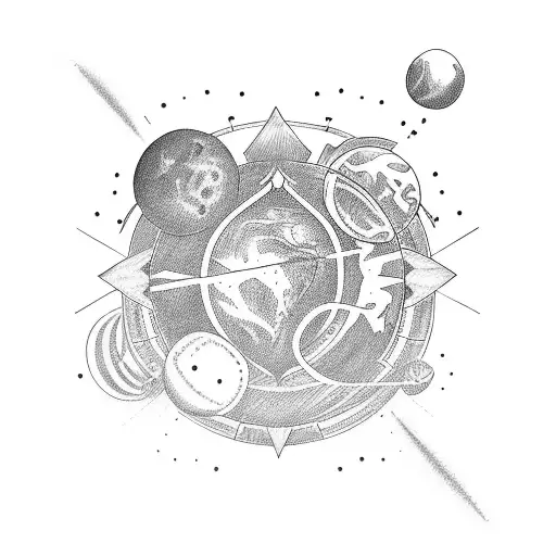 planet with timekeeper inside tattoo design idea