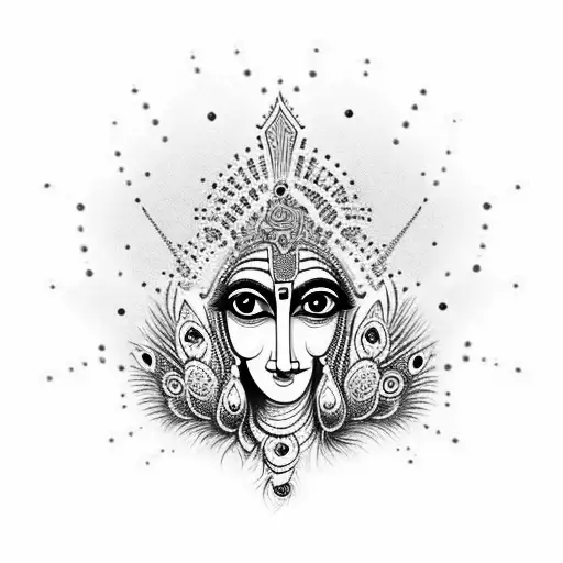 Peacock with lord krishna tattoo design idea