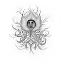 neuron and peacock feathers  tattoo design idea