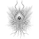 neuron and peacock feathers  tattoo design idea