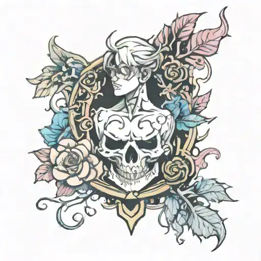 a chest piece anime emo tattoo design idea