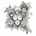 a chest piece anime emo tattoo design idea