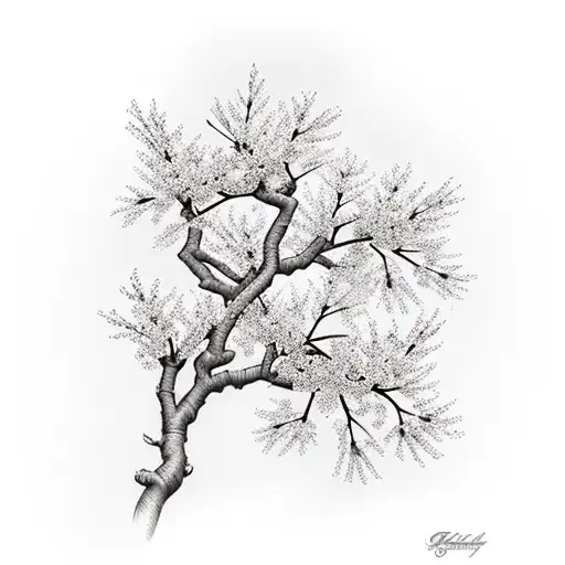 Cherry Blossom Tree Branch tattoo design idea