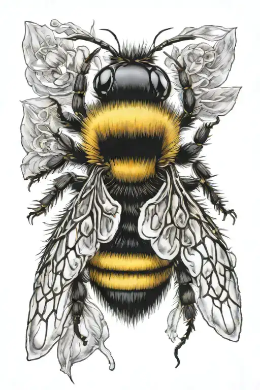 cute but realistic static bumble bee from above it tattoo design idea