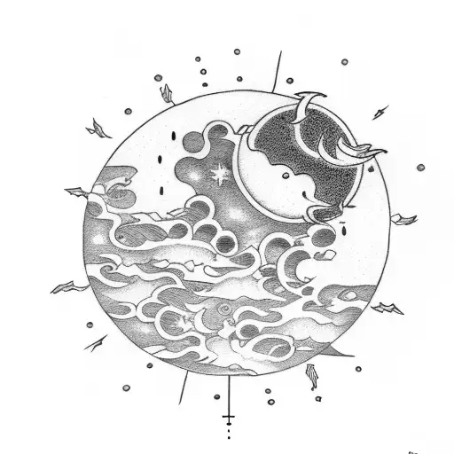 matching sun and moon tattoo design idea
