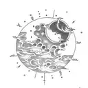 matching sun and moon tattoo design idea