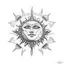 matching sun and moon tattoo design idea