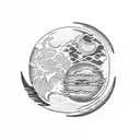 matching sun and moon tattoo design idea