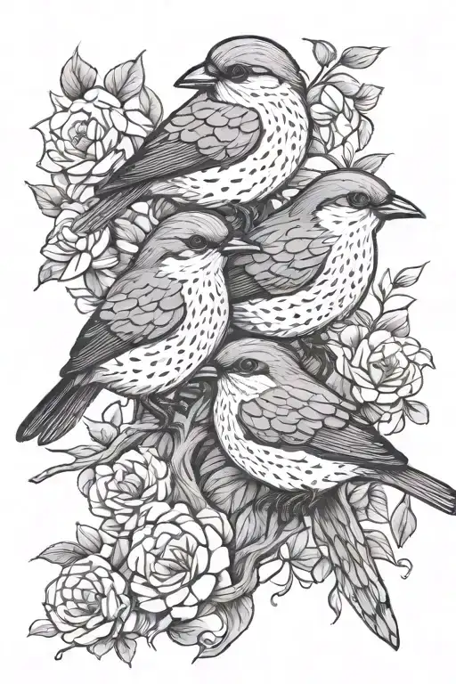 three little birds tattoo design idea