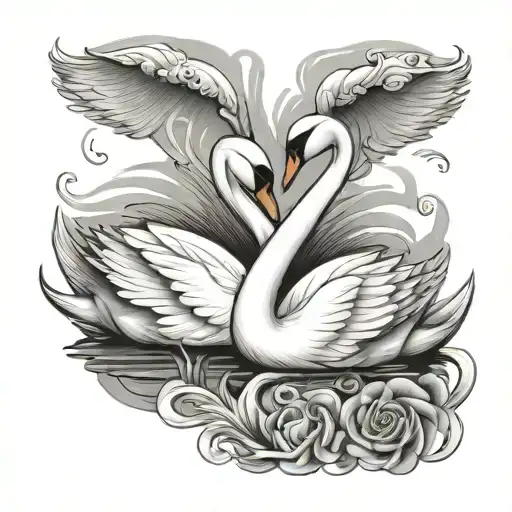 swan love tattoo design idea