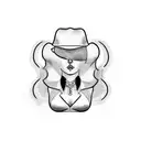 long breasted trucker lady tattoo design idea