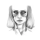 long breasted trucker lady tattoo design idea