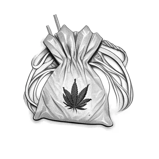 money bag with weed inside it tattoo design idea
