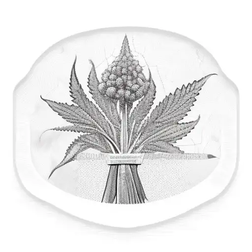 A surreal and dreamlike scene of a weed plant sprouting from a passport, representing the journey of immigration and the freedom that comes with it tattoo design idea