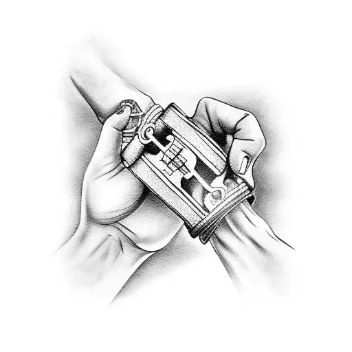 A hand in handcuffs holds a paper with 1312 written on it tattoo design idea