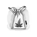 money bag with weed inside it tattoo design idea