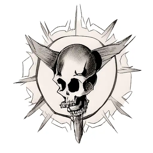 skull alien  tattoo design idea