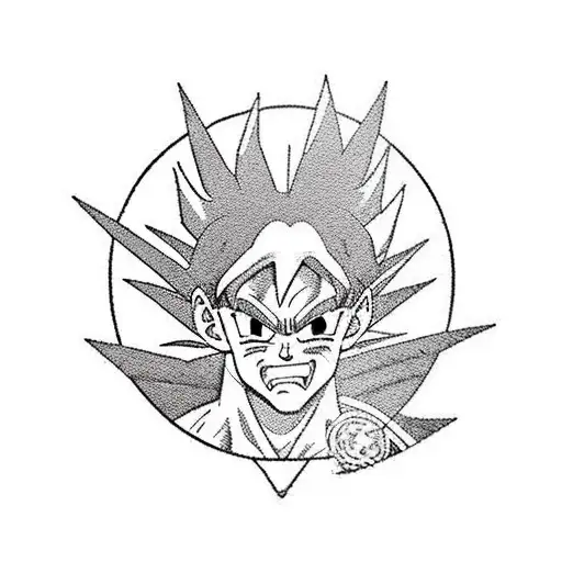 quiero que salgan las cabezas de goku de dragon ball, seiya de los caballeros del zodiaco, lufy de one piece, arale  tattoo design idea