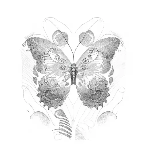 butterfly fingerprint flower tattoo design idea