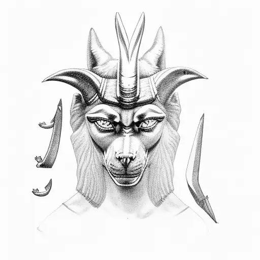 Furious Anubis with libra's in hands tattoo design idea