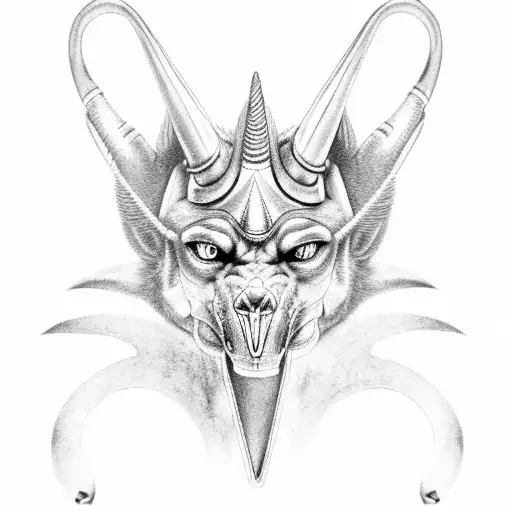 Furious Anubis holding libras tattoo design idea