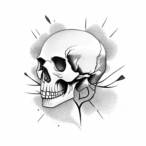 skull and tree tattoo design idea