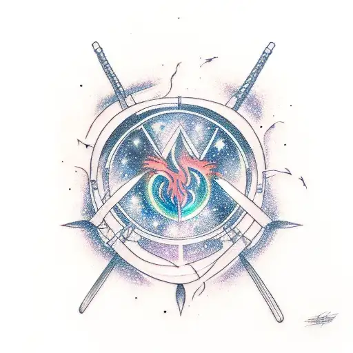 drums, phoenix, Taurus, galaxy, arm tatto tattoo design idea