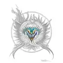 drums, phoenix, Taurus, galaxy  tattoo design idea