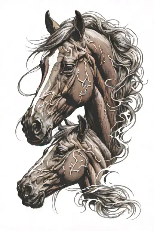 Horse tenderness red with a blaze affectionate not muscular tattoo design idea