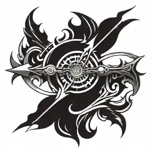 A tribal design incorporating flames shooting arrows tattoo design idea
