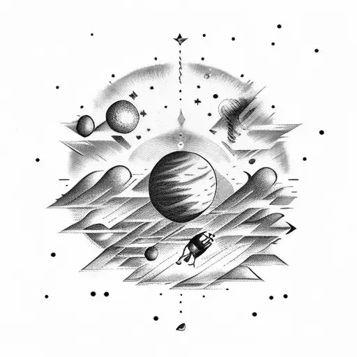 a man standing in front of a meteor shower tattoo design idea