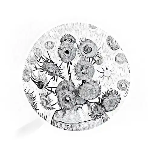 van gogh the starry night flowers tattoo design idea