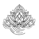 thin pine tree on top and minimal but creative lotus below  tattoo design idea