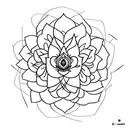 thin pine tree on top and minimal but creative lotus below  tattoo design idea