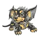 cute teckel with dragon wings tattoo design idea