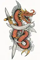 chinise dragon kunai knife tattoo design idea