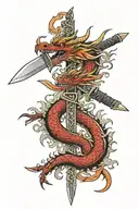 chinise dragon kunai knife tattoo design idea